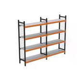 4 Katlı Duble Dekoratif Midi Rack - Ekonomik Depo,Arşiv, Kiler Rafı Siyah-Turuncu 46X150 Cm 100 Cm