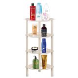 4 Katlı Duş Kabinleri, Organizatör Raf Köşesi, Banyo için Plastik Duş Rafı Standları, Depolama Banyo Duşu Caddy, 30,5 x 25,5 x 33,5 cm, Bej (Yuvarlak Yuva Bej 4 Katlı)