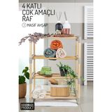 4 Katlı Masif Ahşap Çok Amaçlı Raf – Mutfak, Banyo, Ofis Düzenleyici - Kahverengi