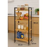 4 Katlı Metal Çerçeveli Ahşap Raf Mutfak & Banyo Düzenleyici Çok Amaçlı Organizer 98x39x22 Cm Kahverengi