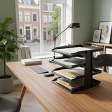 4 Katlı Metal Dosya Rafı - Masa Üstü Ultra Sağlam Ofis Organizer (29.5X30.5X25CM) (Siyah) - Standart