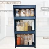 4 Katlı Mutfak Rafı Tekerlekli Organizer Dar Banyo Düzenleyici Motek Siyah Banyo Rafı