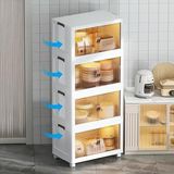 4 Katlı Portatif Organizer, Tekerlekli ve Çok Amaçlı Düzenleyici Raf - 00-Siyah - Beyaz - 1 - 2 cm