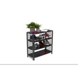 4 Katlı Renkli Tel Kafesli Çelik Ayakkabılık Rafı Yeşil 31X75x75 Cm