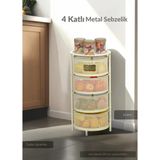 4 Katlı Sebzelik Açılır Metal Patates Soğan Sepeti Paslanmaz Meyvelik Organizer Sepet Krem