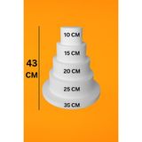 4 Katlı Strafor Maket Pasta - 35 cm Alt Taban - Yükseklik 43 cm