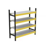 4 Katlı Tekli Midi Rack - Ekonomik Depo,Arşiv, Kiler Rafı Siyah-Turuncu 46X150 Cm 150 Cm