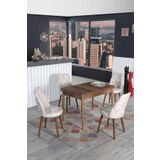 4 Kisilik Acilir Masa Sandalye Takimi 70X110 Mutfak Masasi Takimi