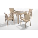 4 Kişilik Cappuccino Renk Rattan Bahçe Masa Sandalye Seti 90 x 90 cm Kare Masa ile Şık ve Dayanıklı Dış Mekan Takımı