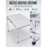 4 Kişilik Katlanabilir Kamp Masası Seti 4 Tabureli 50-65 cm Ayarlanabilir Yükseklik - Lisinya