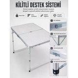 4 Kişilik Katlanabilir Kamp Masası Seti 4 Tabureli 50-65 Cm Ayarlanabilir Yükseklik