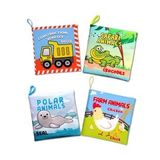 4 Kitap Tox İngilizce Orman, Deniz ve Kutup Hayvanları Kumaş Sessiz Kitap T055 T056 T059 - Bez Kitap , Eğitici Oyuncak , Yumuşak ve Hışırtılı