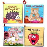 4 Kitap Tox Meyveler , Çiftlik , Orman ve Evcil Hayvanlar Kumaş Sessiz Kitap T055 T049 T058 T110 - Bez Kitap , Eğitici O