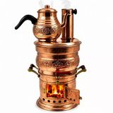 4 Litre Bakır Semaver Odun Kömürlü Otantik Bakır Semaver