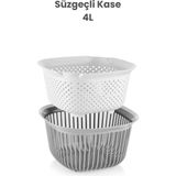 4 Litre Çok Amaçlı Süzgeçli Kase, Pirinç ve Makarna Süzgeci, Gri - Seçenek 1 - Antrasit