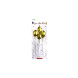 4 Lü Çubuklu Balon Gold Mum 13.5Cm
