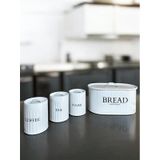 4 Lü Ekmeklik Set Metal Kapak Çay Kahve Şeker Tezgah Üstü Dolap İçi Set Saklama Kabı Byz-byz Beyaz