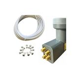 4 LÜ LNB ELENBİ 20 MT RG6 U4 48 TELLİ KABLO 10 ADET 5KONNEKTÖR UYDU ÇANAK ANTEN KABLOSU SET