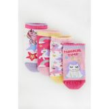 4 lü Paket Magical Time Kız Çocuk Patik Çorap Desenli