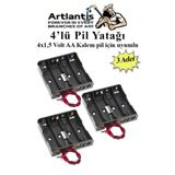 4 Lu Pil Yatagi Deney 3 Adet Pil Yuvasi Pil Kutusu Aa Kalem Kalin Pil 4X1,5 Volt Yayli Pil Yuvasi