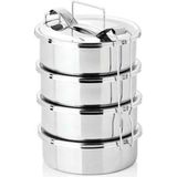 4 Lü Sefer Tası Paslanmaz Çelik 12X6 cm - Metalik