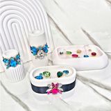 4 Lü Set Şamdanlı Arı Figürlü Kristal Taşlı Özel Tasarım %100 Doğal Soya Wax Mum - Beyaz