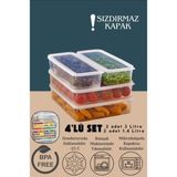 4 Lü Set Sızdırmaz Fresh Saklama Kabı 2 Adet 3000ML 2 Adet 1400ML - Şeffaf - Buzdolabı Düzenleyici - 4' lü