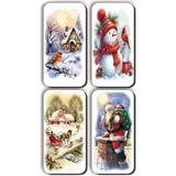 4 Lü Simli Magnet Yeniyıl Yılbaşı Kardan Adam Kar Manzaraları Hediye Magnet (5,5 x 11 Cm) - 1 TB - 1 GB
