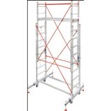 4 Metre Çift Kademeli 12 Basamaklı (6+6) Tekerlekli Alüminyum İskele Platform