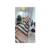 4 Mevsim Pamuklu Battaniye Çift Kişilik 180*220CM Balkon Tv Battaniyesi Kahverengi Çizgili - 180 x 220 cm