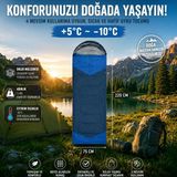 4 Mevsim Uyku Tulumu +5°C -10°C Kamp Uyku Tulumu Nefes Alabilen Kumaş Lacivert