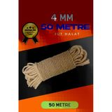 4 Mm 50 Metre Jüt Halat Dekoratif Hasır İp Urgan Süs