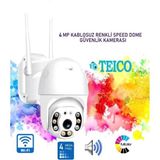 4 Mp Mini Speed Dome Dış Ortam Ptz Wifi Warm LED Renkli Güvenlik Kamerası TEICO-4004 - Beyaz
