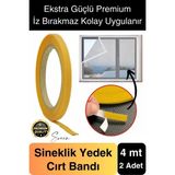 4 mt Güçlü Premium Sineklik Yedek Cırt Bant Pencere Kapı Yapışkanlı Tül Sinek Perdesi Bandı 2 Adet - Ahşap - diğer