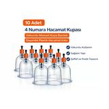 4 Numara Hacamat Kupası 10 Adet Vakumlu Manuel Kupa Bardak Dayanıklı Plastik Hacamat Kabı