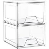 4 Paket İstiflenebilir Makyaj Organizatörü, 4.4 '' Uzun Akrilik Banyo Düzenleyici Depolama Çekmeceleri, Vanity, Undersink, Dolaplar, Kiler Için Şeffaf Plastik Çekmece Saklama Kutuları