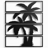 4 Panel Metal Palmiye Ağacı Duvar Sanatı, Ağaç Tabelası, Metal Duvar Dekoru, Ev Oturma Odası Giriş Yolu İç Dekorasyonu, Duvar Askıları (29" G x 39" Y / 75x100 cm)