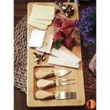 4 Parça Bambu Peynir Sunum Tahtası ve Çatal - Spatula - Bıçak Seti, Peynir Kesim Panosu, Sunum Seti - 20 x 35 cm
