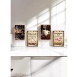 4 Parça Dekoratif A4 Mdf Tablo, Cafe Tabloları , Kahve Köşesi Tabloları , Duvar Tabloları , Çerçeve Görünümlü Dekoratif