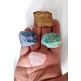 4 Parça Doğal Taş Kaplangözü Lapis Amazonit Pembe Kuvars 10-4