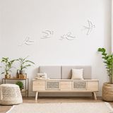 4 Parça Minimalist Uçan Kuş Metal Duvar Dekoru – Modern Çizgi Sanatı, Salon, Oturma Odası, Yatak Odası ve Ofis Duvar Süsü, Siyah Metal Duvar Tablosu (beyaz, 110x75)