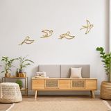 4 Parça Minimalist Uçan Kuş Metal Duvar Dekoru – Modern Çizgi Sanatı, Salon, Oturma Odası, Yatak Odası ve Ofis Duvar Süsü, Siyah Metal Duvar Tablosu (gold, 44x30)