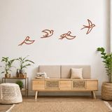 4 Parça Minimalist Uçan Kuş Metal Duvar Dekoru – Modern Çizgi Sanatı, Salon, Oturma Odası, Yatak Odası ve Ofis Duvar Süsü, Siyah Metal Duvar Tablosu (kiremit, 44x30)