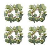 4 Parça Mum Halkası Yapay Okaliptüs Yaprakları Çelenkler 4 inç Mum Halkaları Çelenkler Küçük Boho Çelenk Sütun Mumluk Düğün Ev Kapı Masa Üstü Dekorasyon için (Zarif Okaliptüs Yaprağı)