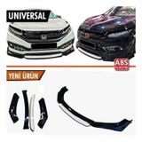 4 Parça Ön Lip Universal Ön Tampon Eki Piano Black Beyaz Dilli