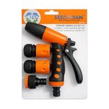 4 Parça Otomatik Su Tabancası Seti, Ergonomik Plastik Saplı, Ayarlanabilir Püskürtme Başlıklı, 1/2” Hortum Adaptörlü, Tazyikli, Sis, Yağmurlama Modlu, Bahçe Sulama Tabancası Takımı (MD-605)