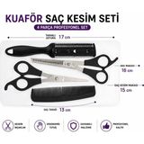 4 Parça Profesyonel Berber Seti Kuaför Saç Kesim Seti 15 cm Saç Kesim Makası 16 cm Ara Makası 17 cm Taraklı Ustura 13 cm Tarak Ergonomik Saplı Saç Kesme Seti