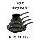 4 Parça Ragnar Tava Seti Çeyiz Mutfak Tava Set Grill Omlet Kızartma Ve Sosluk Kaçerola Seti