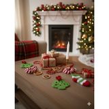 4 PARÇA SET Noel Temalı Örgü Ağaç Süsü Koleksiyonu (Mini Çorap, Şeker Çubuğu Çelenk, Ağaç) 06