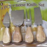 4 Pcs Cheese Knife Set Meşe Bambu Peynir Kesici Bıçak Dilimleme Seti 4 Adet D-raf